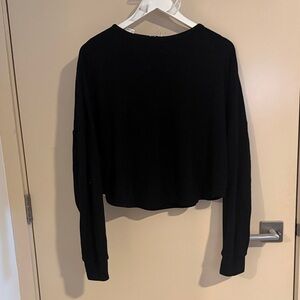 💛5 for $50 Senita Athletics exhale Black Open-Back Cropped Sweater